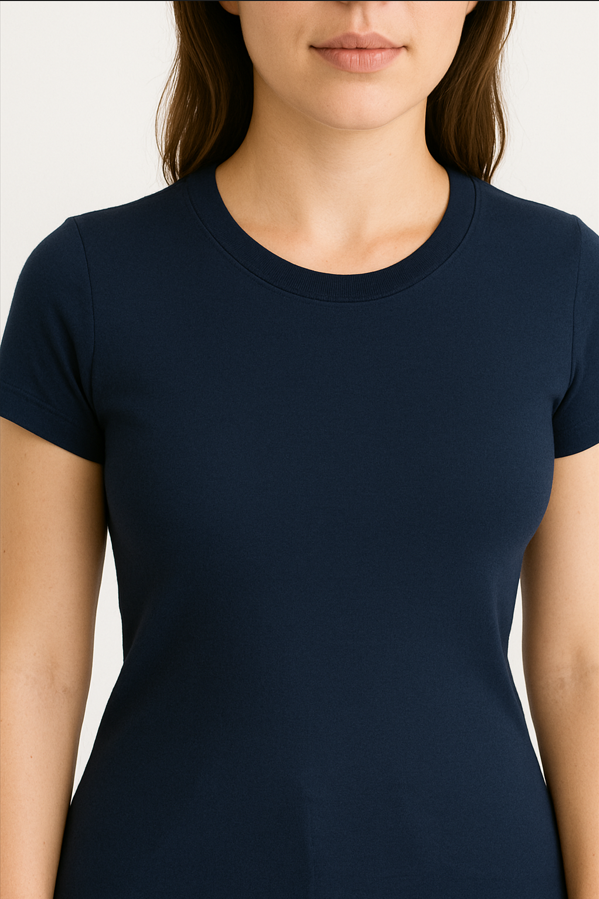Happy Navy Blue Supima Women's Cotton T-Shirt