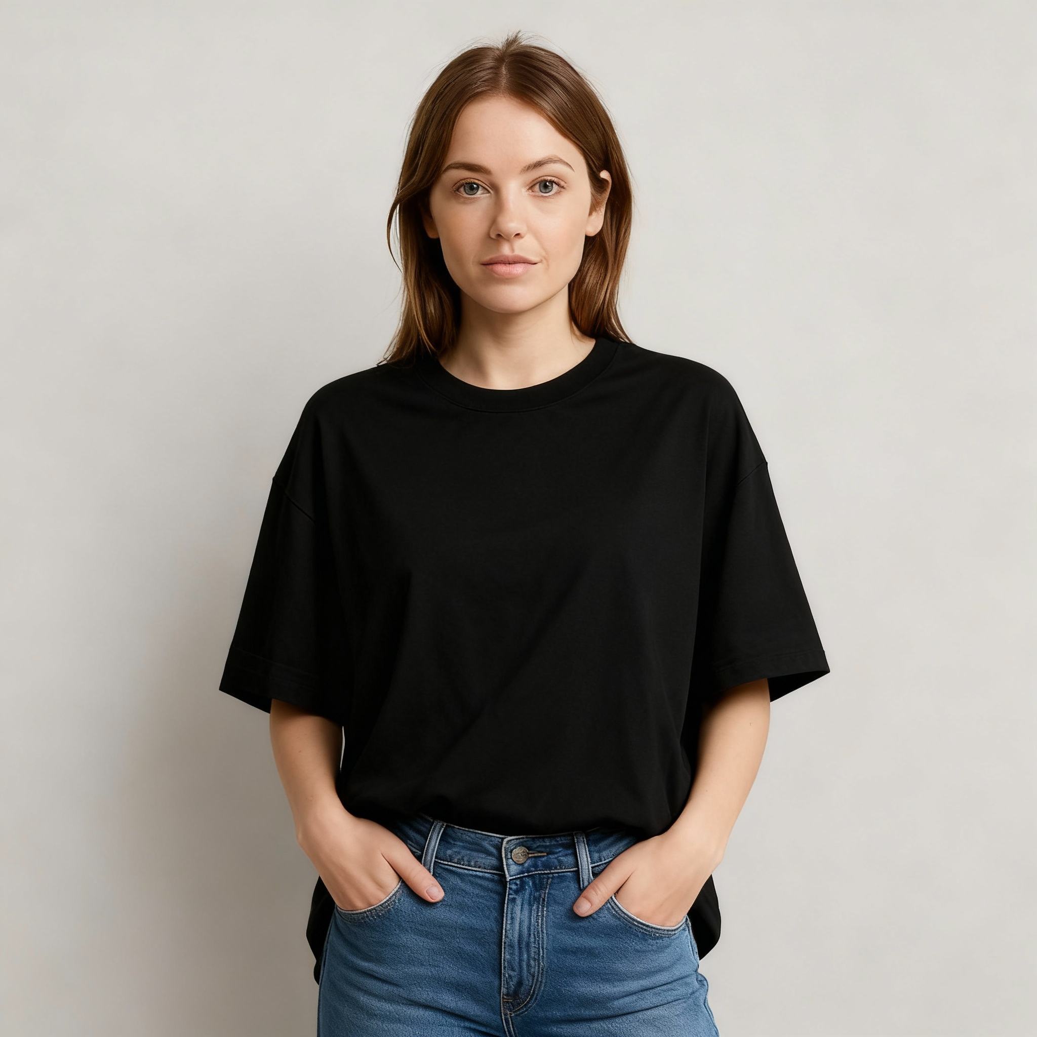 Happy Black Terry Oversized Tee Women