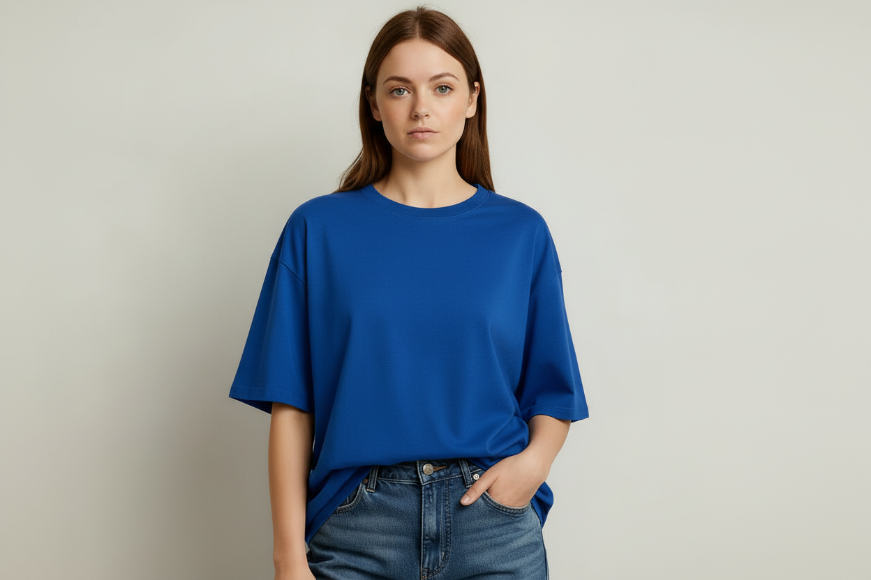 Happy Royal Blue Oversized Classic Tshirt Women