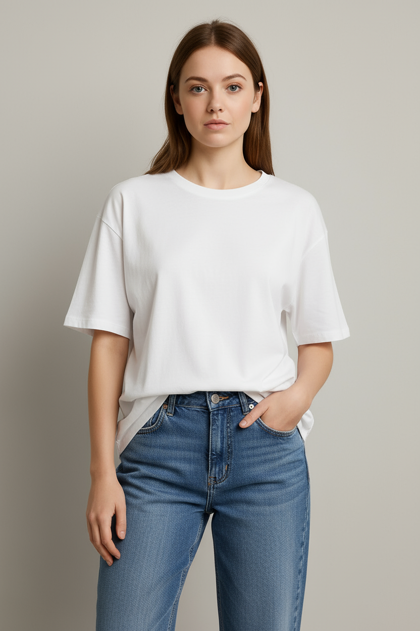 Happy White Terry Oversized Tee Women