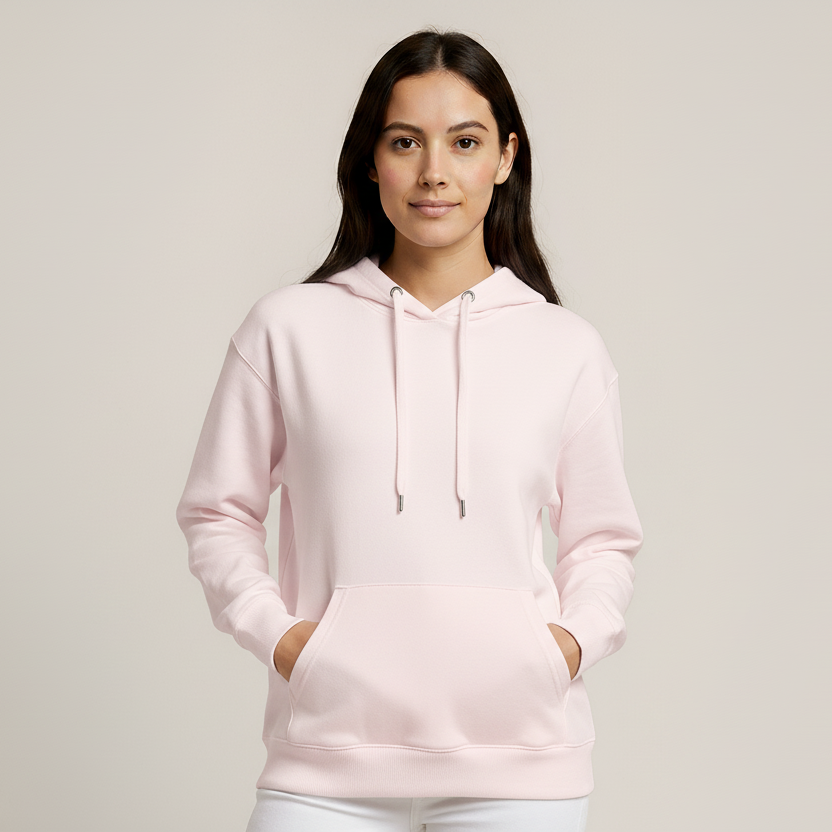 Happy Light Baby Pink Hoodies Women