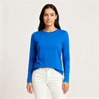 Happy Royal Blue Full Sleeve Tshirt Women