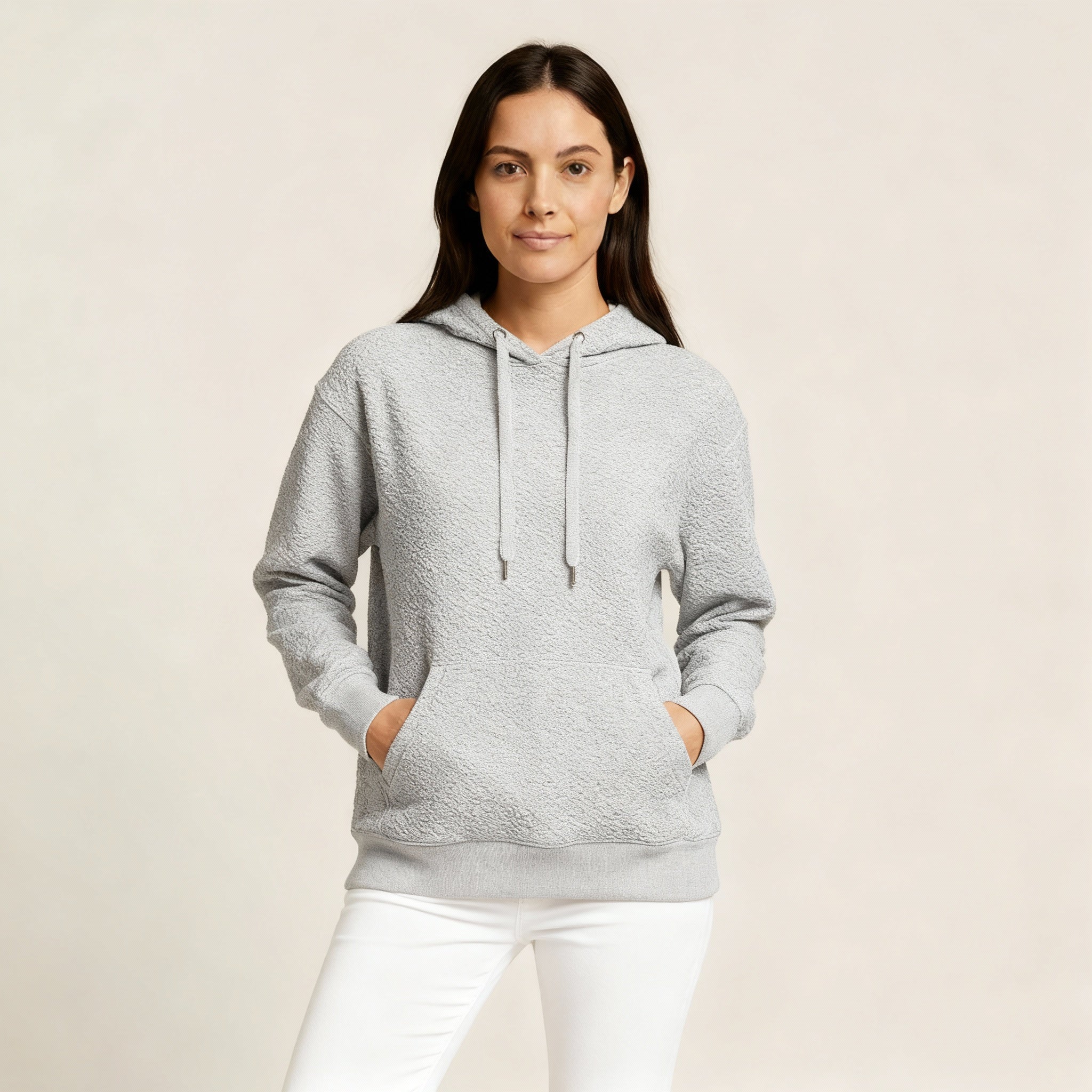 Happy Grey Melange Hoodies Women