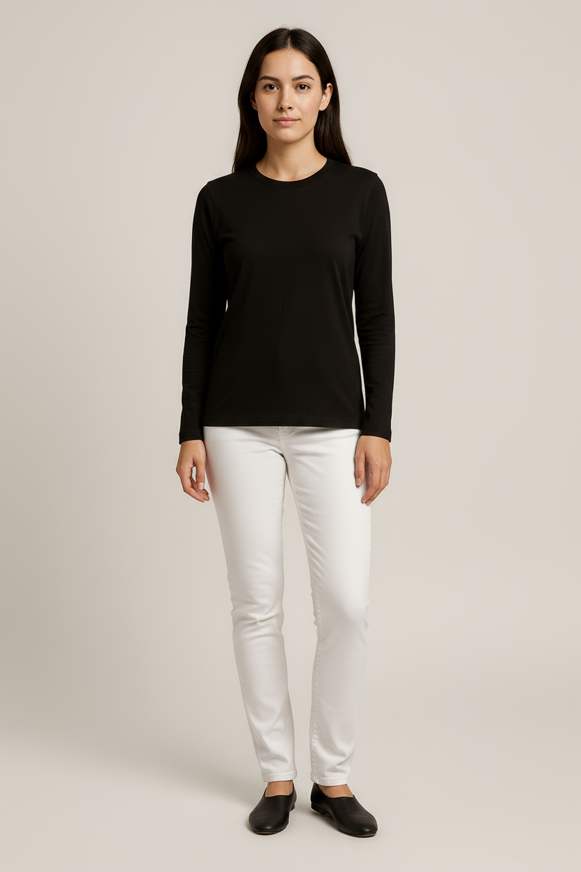 Happy Black Full Sleeve Tshirt Women