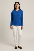 Happy Royal Blue Full Sleeve Tshirt Women