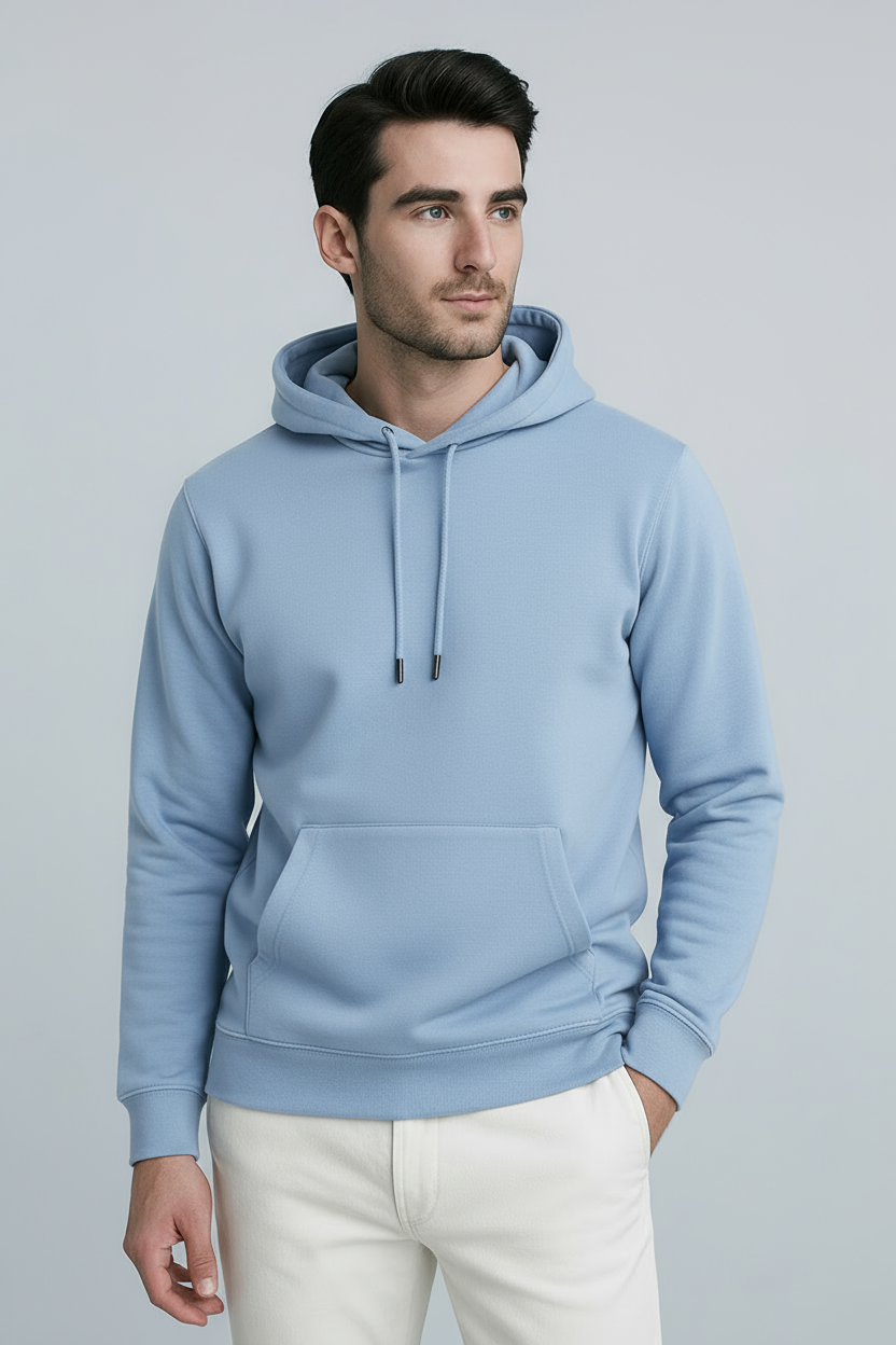 Happy Mens Hoodie - Baby Blue