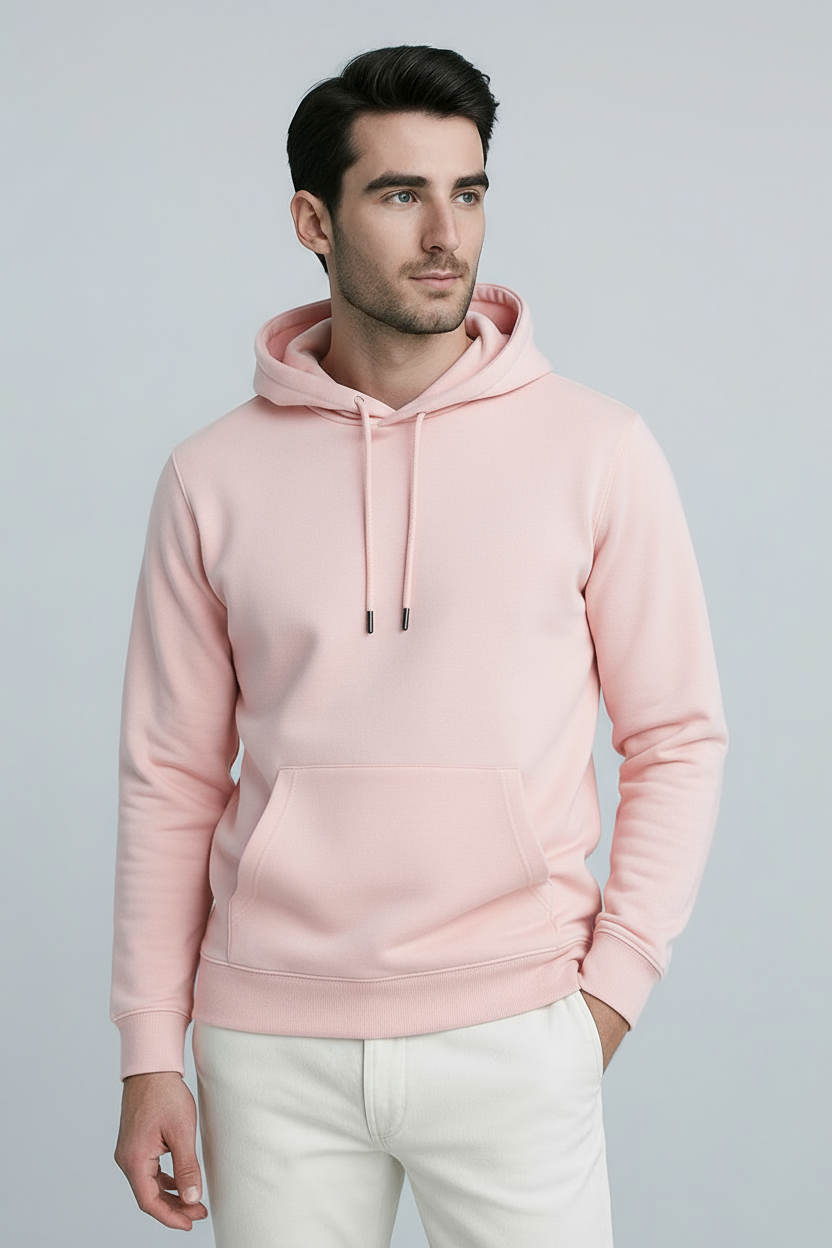 Happy Mens Hoodie - Baby Pink