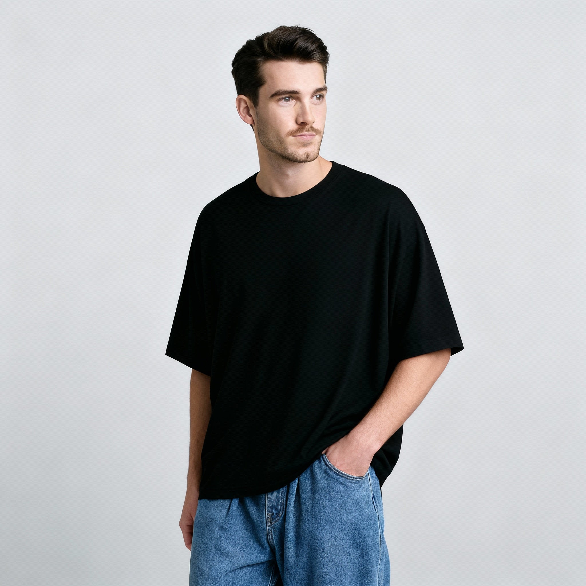 Happy Black Oversized Classic Tshirt Men