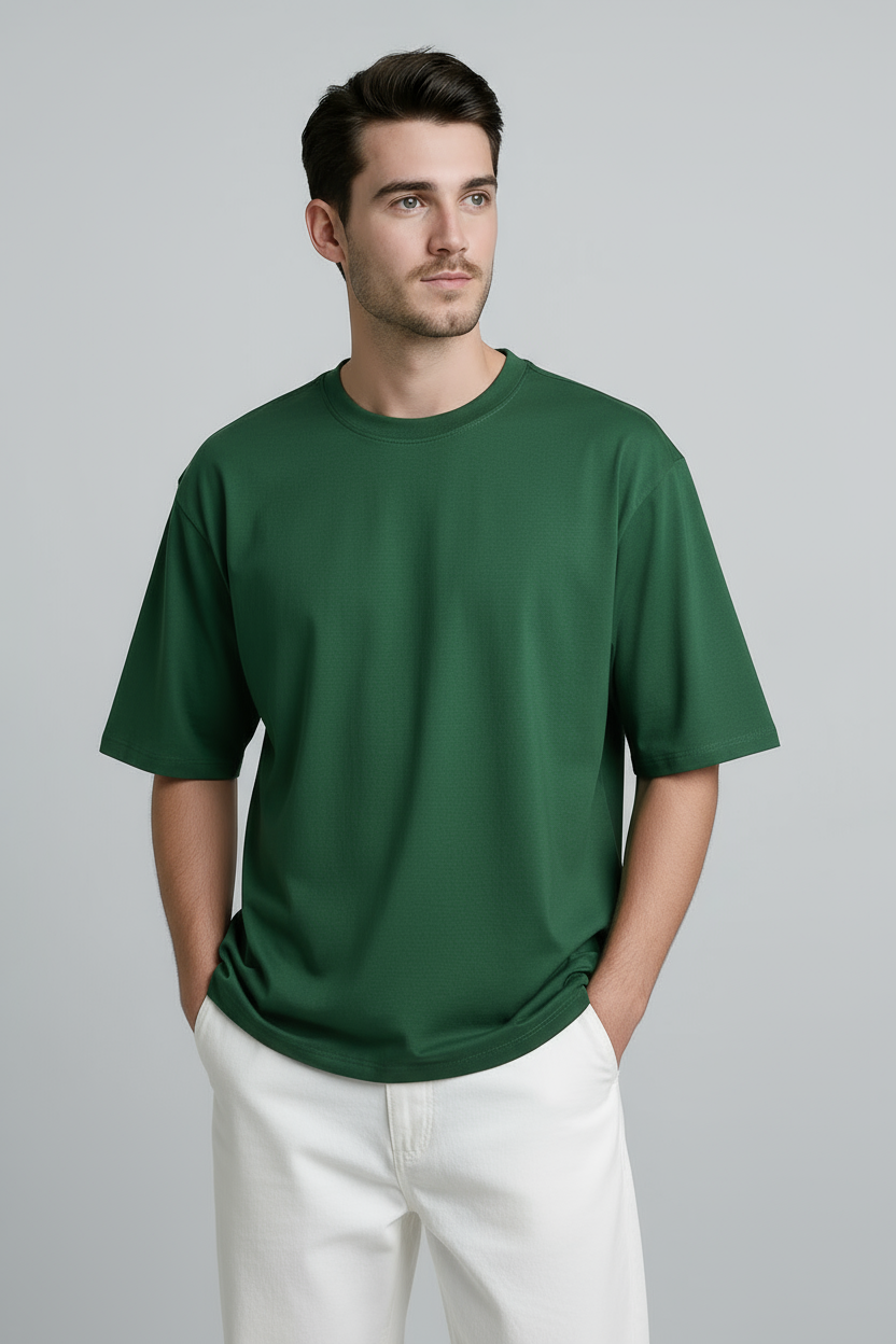 Happy Bottle Green Oversized Classic Tshirt Men