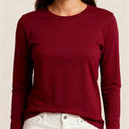 Happy Maroon Full Sleeve Tshirt Women