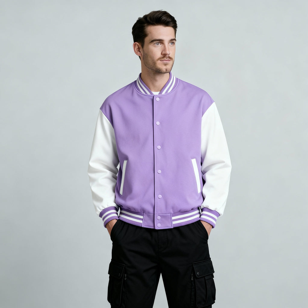Happy Lavender Varsity Jacket Men