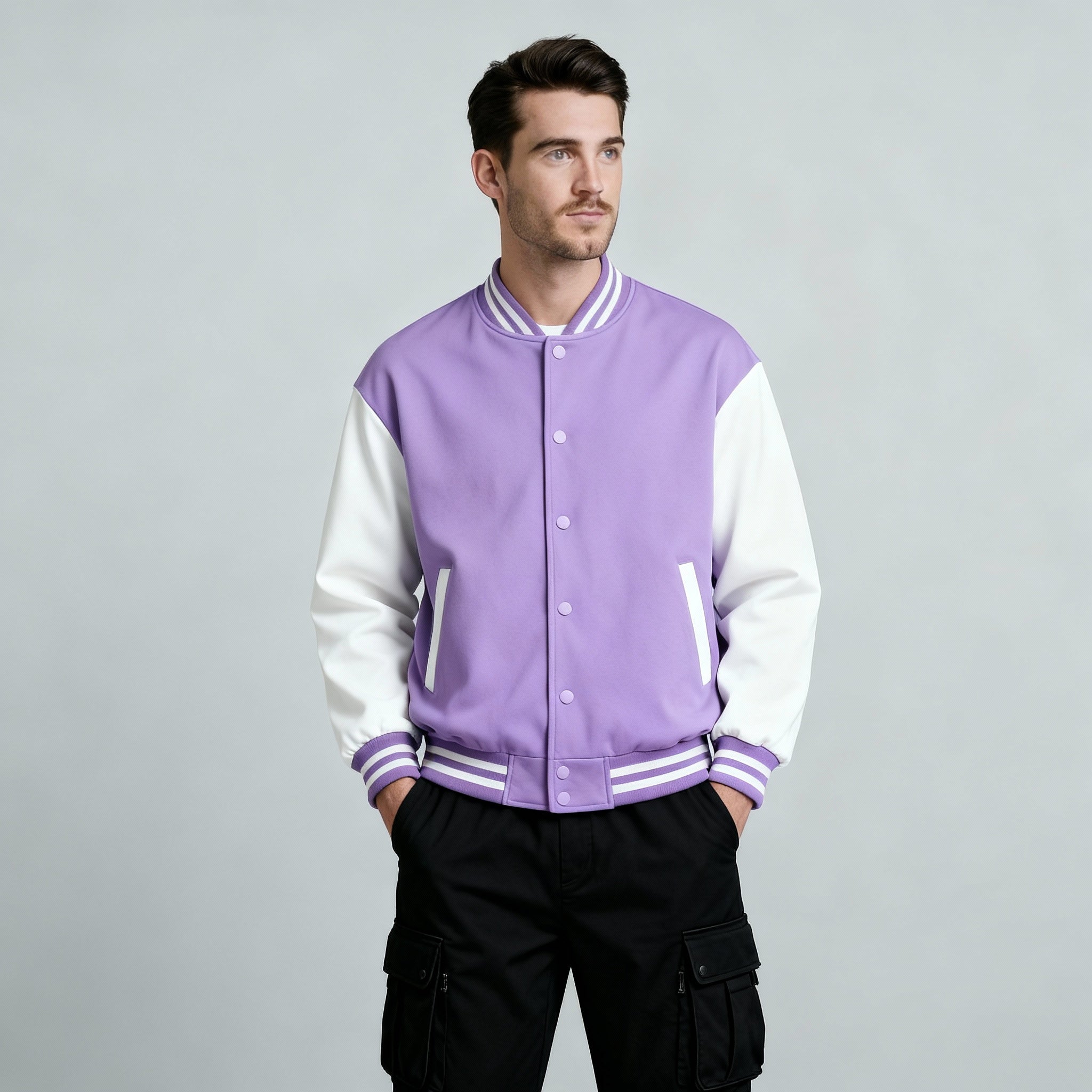 Happy Lavender Varsity Jacket Men