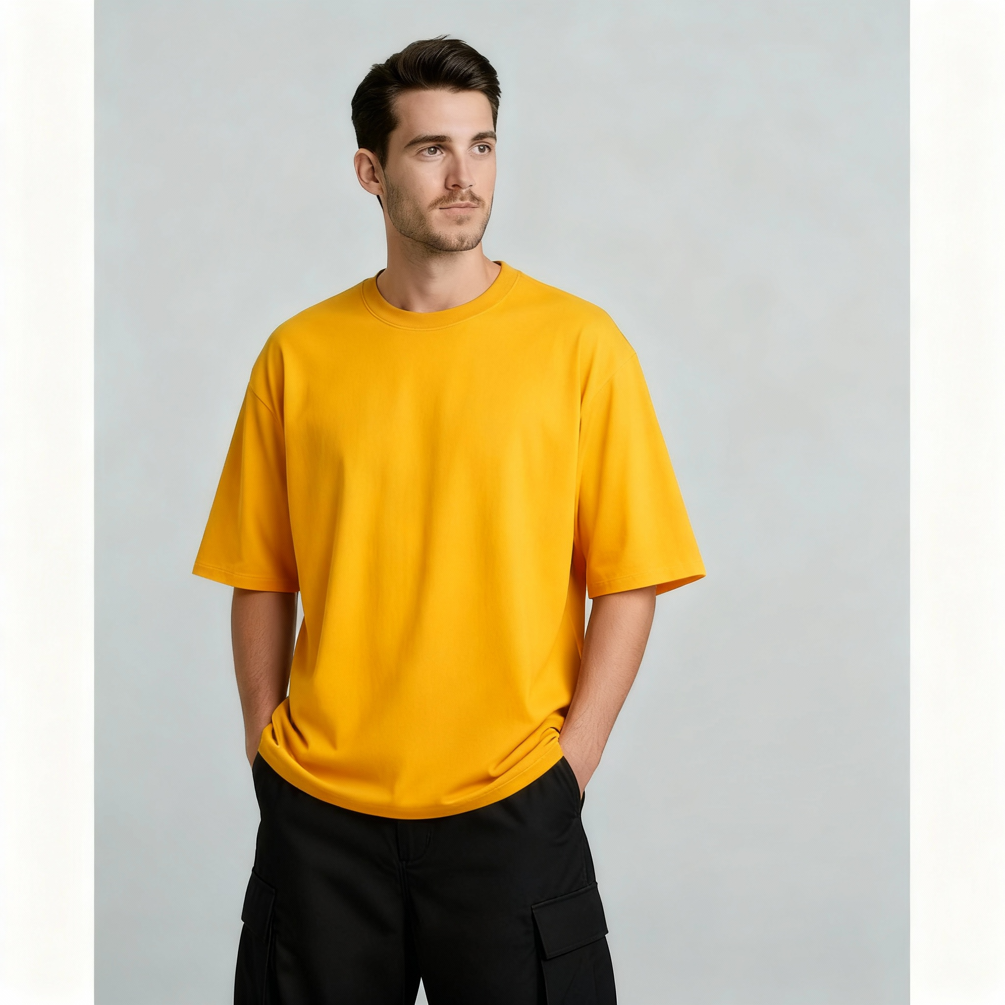 Happy Mustard Yellow Oversized Classic Tshirt Men