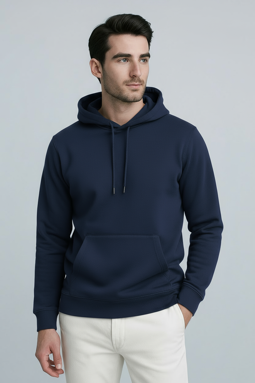 Happy Mens Hoodie - Navy Blue