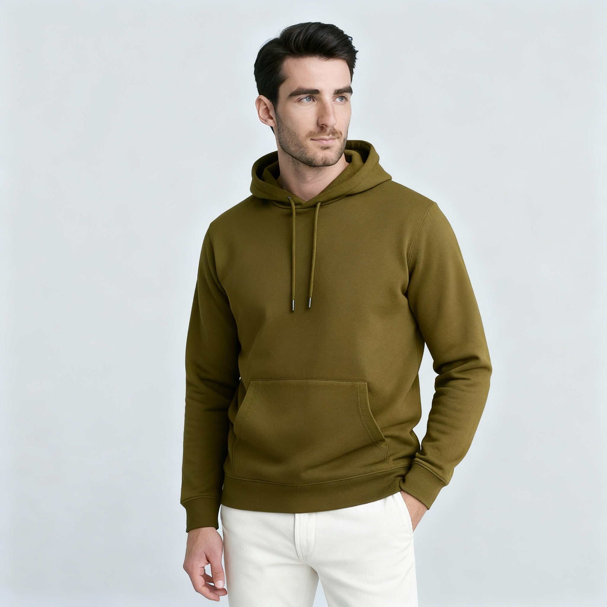 Happy Mens Hoodie - Olive Green