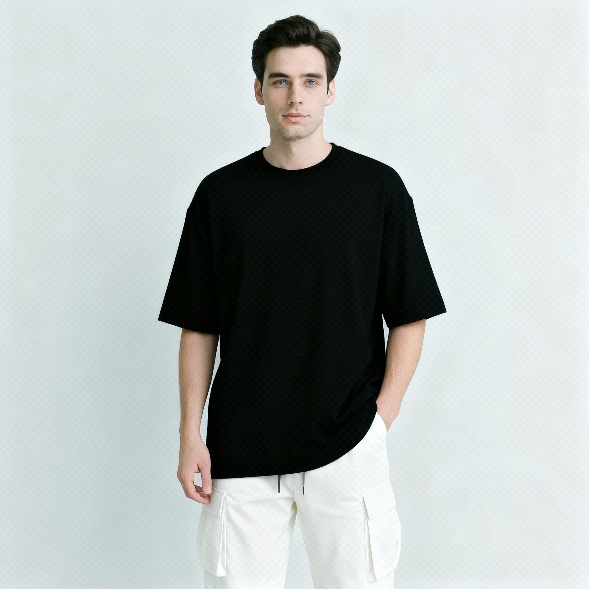 Happy Black Terry Oversized Tee Men