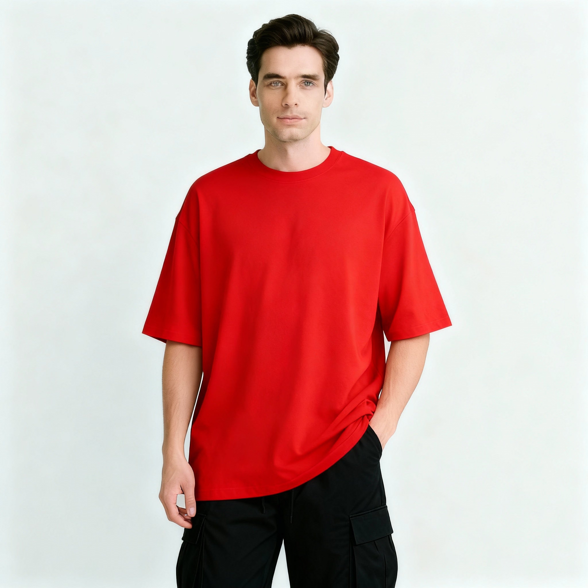 Happy Red Terry Oversized Tee Men