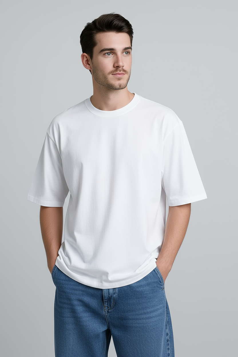 Happy White Oversized Classic Tshirt Men
