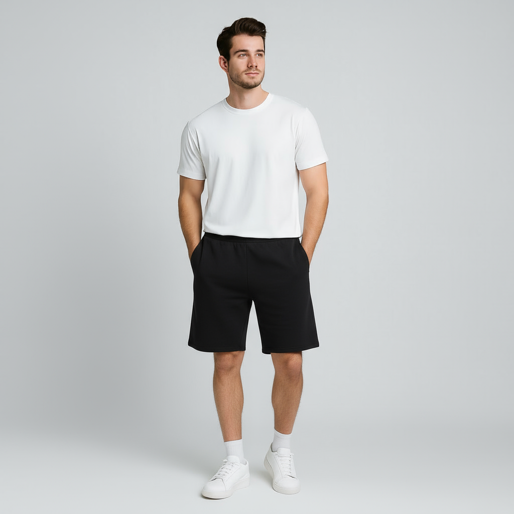 Happy Black Terry Shorts Men