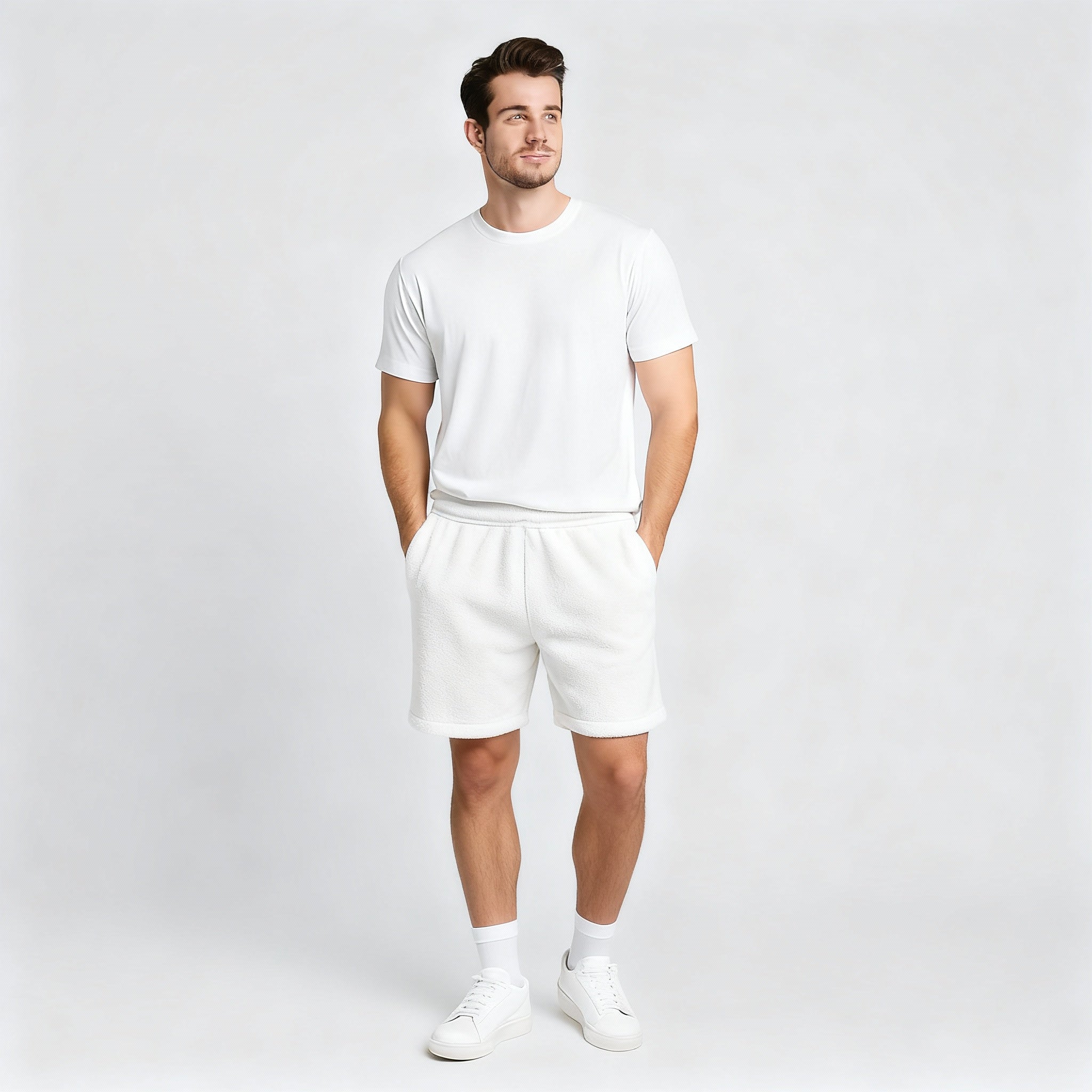 Happy White Terry Shorts Men