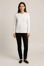 Happy White Full Sleeve Tshirt Women