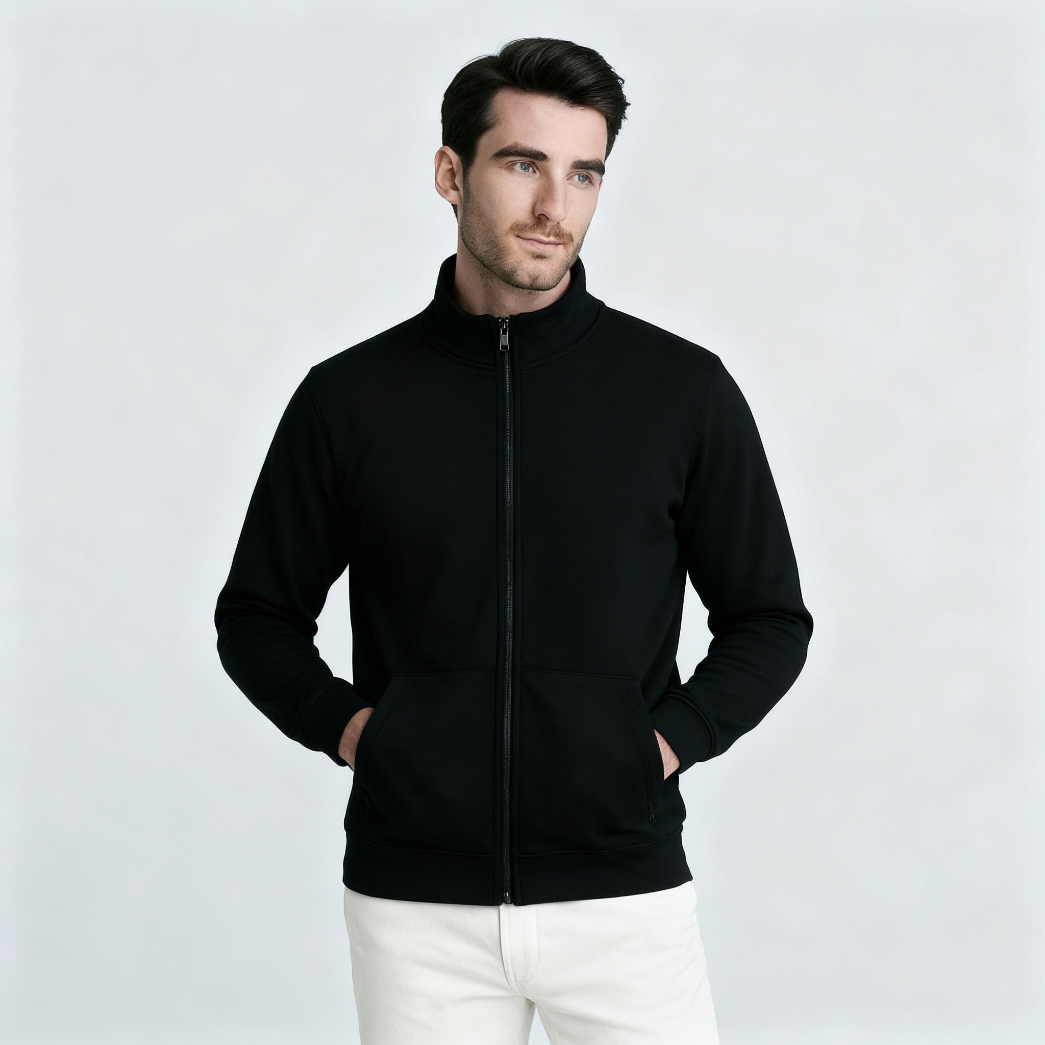 Happy Black Zip Hoodies Men