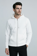 Happy White Zip Hoodies Men