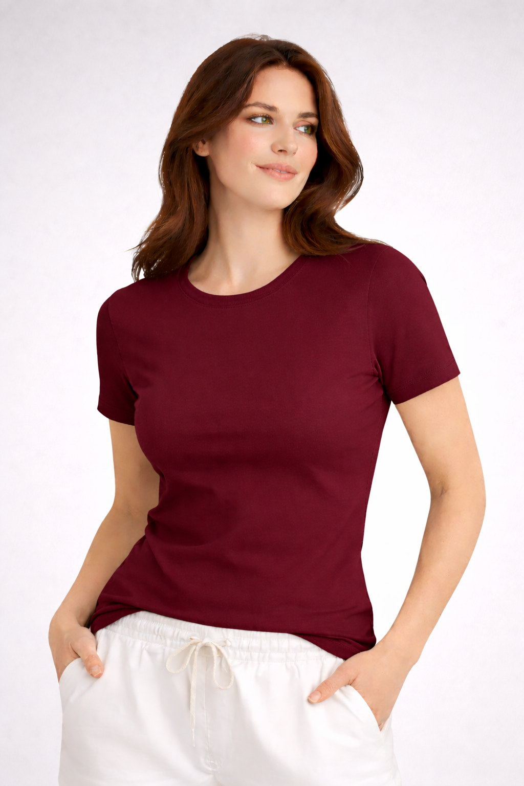 Happy Maroon Supima Women's Cotton T-Shirt