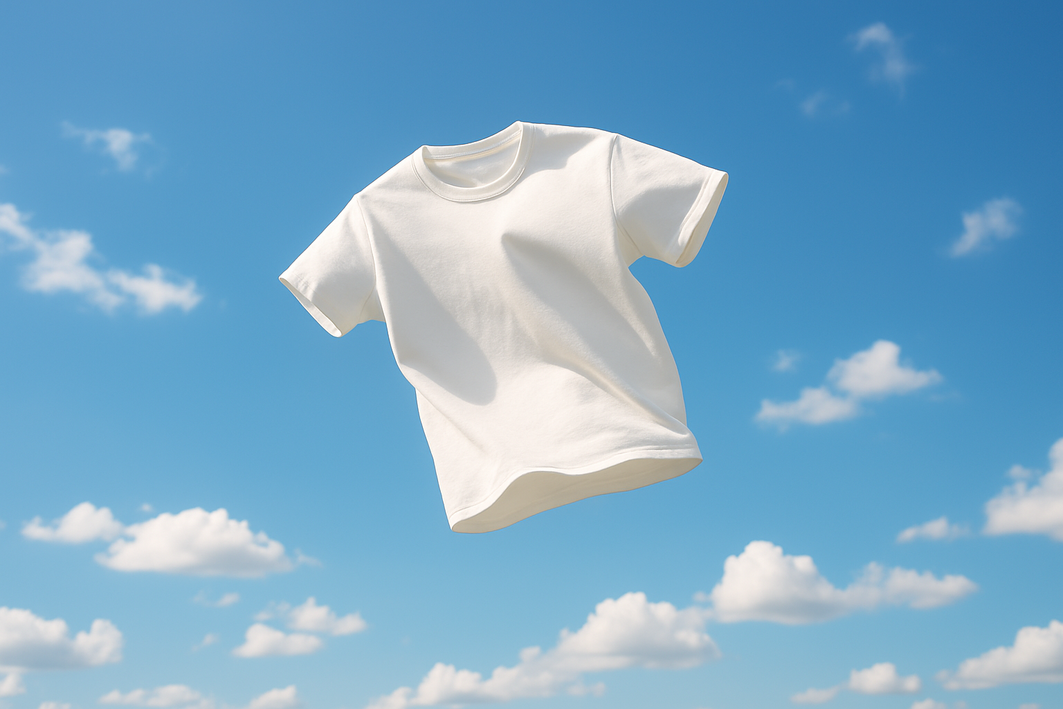 plain tshirt flying in sky 